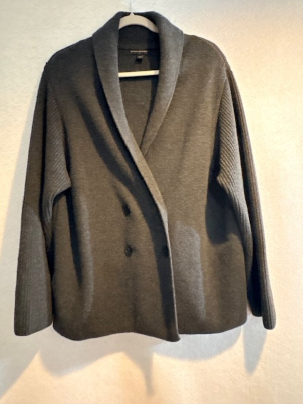 Banana Republic Knit Cardigan XL Double Breasted Gray Shawl Collar Heavy Knit